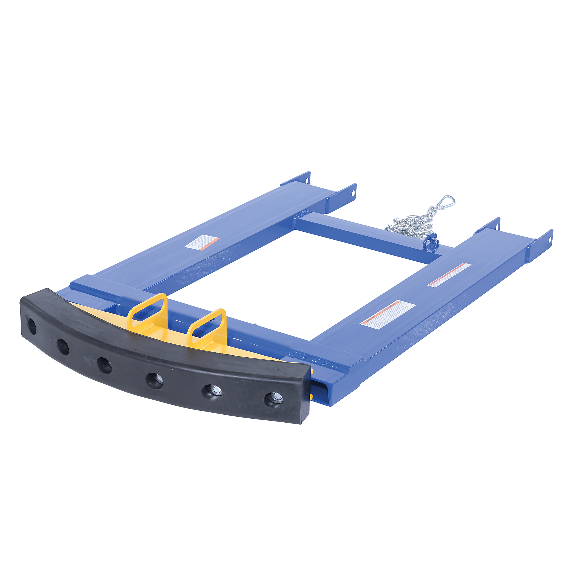 Vestil Steel Fork Truck Hook Base 38 In. Length With Steel/Rubber Push Bumper-Attachment to 2 In. Receiver 15 In. x 28 In. x 5-3/4 In Blue/Yellow